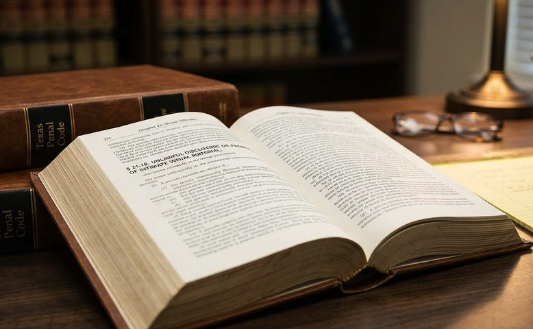 The text of Texas Penal Code Section 21.16, Unlawful Disclosure or Promotion of Intimate Visual Material.